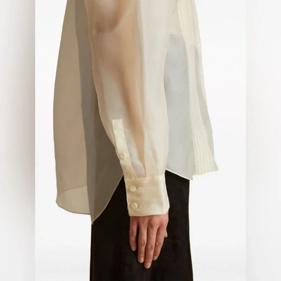 KHAITE The Noir Silk Shirt in Cream - Picture 4 of 10